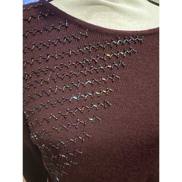 Women’s Hasting & Smith Brown Beaded Sweater. Size Large - Picture 2 of 3